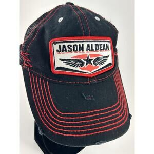 Jason Aldean Burn It Down Tour Hat Trucker Cap Black Red Snapback Concert Merch